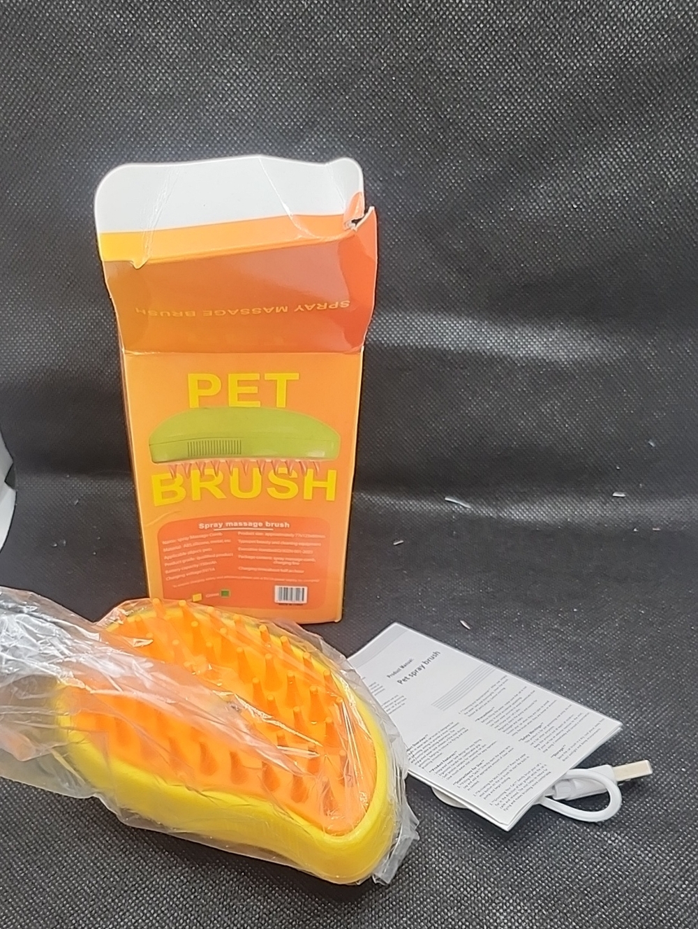 Pet Brush Spray Massage Grooming Brush - Orange/Yellow